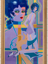 Load image into Gallery viewer, Mod Muse Framed Pop Art Portrait in Lavender Blue and Teal