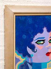 Load image into Gallery viewer, Mod Muse Framed Pop Art Portrait in Lavender Blue and Teal