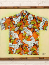 Load image into Gallery viewer, Vintage Lee Reynolds Orange Crane Hawaiian Shirt Pop Art Painting