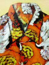 Load image into Gallery viewer, Vintage Lee Reynolds Orange Crane Hawaiian Shirt Pop Art Painting