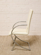 Load image into Gallery viewer, Vintage Postmodern White and Chrome Cantilever Armchair