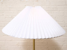 Load image into Gallery viewer, Modern Brass Floor Lamp with White Pleated Shade and Marble Base