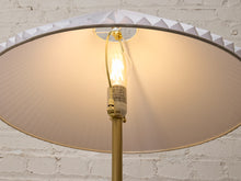 Load image into Gallery viewer, Modern Brass Floor Lamp with White Pleated Shade and Marble Base