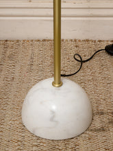 Load image into Gallery viewer, Modern Brass Floor Lamp with White Pleated Shade and Marble Base