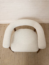 Load image into Gallery viewer, Modern Sculptural Barrel Armchair in Cream Bouclé with Walnut Legs