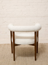 Load image into Gallery viewer, Modern Sculptural Barrel Armchair in Cream Bouclé with Walnut Legs