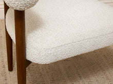 Load image into Gallery viewer, Modern Sculptural Barrel Armchair in Cream Bouclé with Walnut Legs
