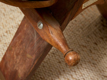 Load image into Gallery viewer, Vintage Leather Saddle Stool with Tufted Seat and Sculptural Wood Frame as found