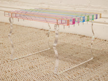Load image into Gallery viewer, Vintage Postmodern Rainbow Lucite Slat Bench with Sculptural Clear Legs
