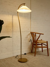 Load image into Gallery viewer, Modern Brass-Tone Floor Lamp with Pleated Shade