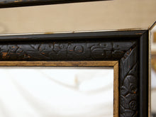 Load image into Gallery viewer, Vintage Postmodern Black Mirror with Sculptural Display Shelves