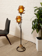 Load image into Gallery viewer, Vintage Atomic Mid-Century Two-Light Floor Lamp with Fiberglass Shades