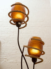 Load image into Gallery viewer, Vintage Atomic Mid-Century Two-Light Floor Lamp with Fiberglass Shades