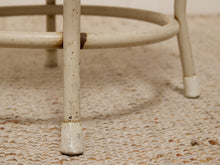 Load image into Gallery viewer, Vintage Bamboo-Style Metal Stool with Cognac Upholstered Seat