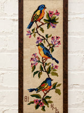 Load image into Gallery viewer, Vintage Framed Needlepoint Birds and Flowers Wall Art