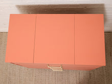 Load image into Gallery viewer, Vintage Postmodern Burnt Orange Four-Drawer Highboy Dresser with Brass Hardware jewelry top