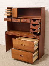Load image into Gallery viewer, Vintage Mid-Century Modern Teak Secretary Desk with Fold-Down Writing Surface