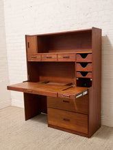 Load image into Gallery viewer, Vintage Mid-Century Modern Teak Secretary Desk with Fold-Down Writing Surface