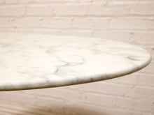 Load image into Gallery viewer, Modern Oval Faux Marble Dining Table with Black and Brass Pedestal Base