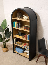 Load image into Gallery viewer, Sculptural Arched Bookcase in Natural Wood with Black Frame