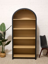 Load image into Gallery viewer, Sculptural Arched Bookcase in Natural Wood with Black Frame