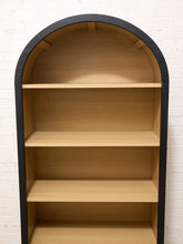 Load image into Gallery viewer, Sculptural Arched Bookcase in Natural Wood with Black Frame