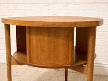 Load image into Gallery viewer, Vintage Brown Saltman Mid-Century Modern Round Walnut Side Table with Geometric Top