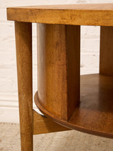 Load image into Gallery viewer, Vintage Brown Saltman Mid-Century Modern Round Walnut Side Table with Geometric Top