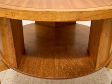 Load image into Gallery viewer, Vintage Brown Saltman Mid-Century Modern Round Walnut Side Table with Geometric Top