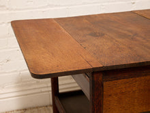 Load image into Gallery viewer, Vintage Oak Rolling Side Table Cart with Drawer and Lower Shelf