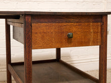 Load image into Gallery viewer, Vintage Oak Rolling Side Table Cart with Drawer and Lower Shelf
