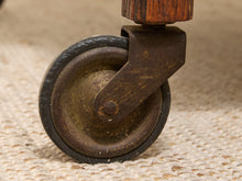 Load image into Gallery viewer, Vintage Oak Rolling Side Table Cart with Drawer and Lower Shelf