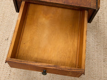 Load image into Gallery viewer, Vintage Oak Rolling Side Table Cart with Drawer and Lower Shelf
