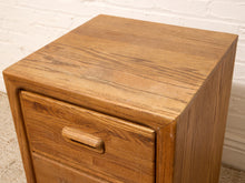 Load image into Gallery viewer, Vintage Mid-Century Modern Three-Drawer Oak Nightstand with Sculptural Pulls