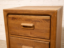 Load image into Gallery viewer, Vintage Mid-Century Modern Three-Drawer Oak Nightstand with Sculptural Pulls