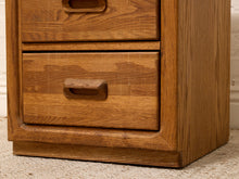 Load image into Gallery viewer, Vintage Mid-Century Modern Three-Drawer Oak Nightstand with Sculptural Pulls