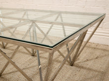 Load image into Gallery viewer, Modern Chrome Geometric Coffee Table with Glass Top