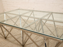 Load image into Gallery viewer, Modern Chrome Geometric Coffee Table with Glass Top