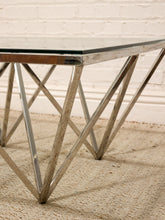 Load image into Gallery viewer, Modern Chrome Geometric Coffee Table with Glass Top