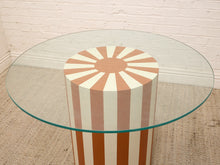 Load image into Gallery viewer, Postmodern Orange and Cream Striped Pedestal Dining Table with Glass Top
