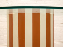 Load image into Gallery viewer, Postmodern Orange and Cream Striped Pedestal Dining Table with Glass Top