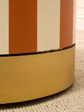 Load image into Gallery viewer, Postmodern Orange and Cream Striped Pedestal Dining Table with Glass Top