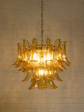 Load image into Gallery viewer, 70s Italian-Style Amber Glass Petal Chandelier