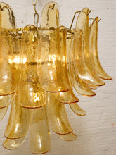Load image into Gallery viewer, 70s Italian-Style Amber Glass Petal Chandelier