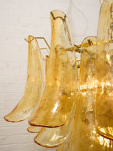 Load image into Gallery viewer, 70s Italian-Style Amber Glass Petal Chandelier