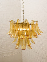 Load image into Gallery viewer, 70s Italian-Style Amber Glass Petal Chandelier