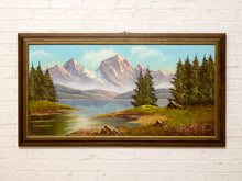 Load image into Gallery viewer, Vintage Signed Mountain Lake Landscape Painting by B. America