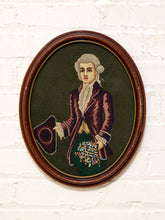 Load image into Gallery viewer, Vintage Framed Colonial Gentleman Needlepoint Portrait