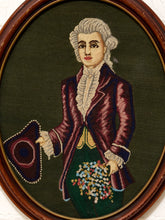 Load image into Gallery viewer, Vintage Framed Colonial Gentleman Needlepoint Portrait