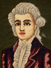 Load image into Gallery viewer, Vintage Framed Colonial Gentleman Needlepoint Portrait